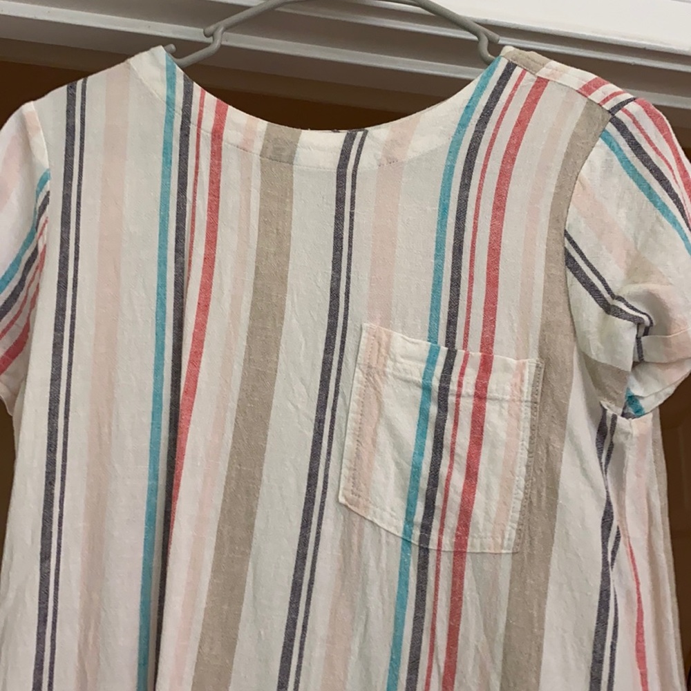 Cream dress with different colored stripes!